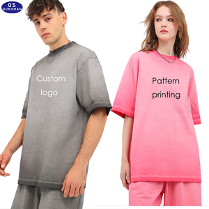 T-Shirt Personalizzata con Effetto Acid Wash e Colore Sfumato, 100% Cotone, Stile Casual Vintage Oversize per Uomo, Logo DTG/DTF - Product Image 1