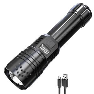 Xinsite 30W Zoomable LED Đèn pin xách tay khẩn cấp ngoài trời cắm trại PC đèn ABS hiển thị kỹ thuật số 1000M tầm xa IP65 - Product Image 1