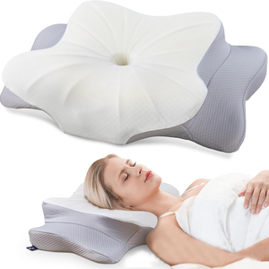 Oreiller cervical pour cou et épaule Contour oreiller en mousse à mémoire de forme ergonomique soutien du cou ventre dormeurs avec taie d'oreiller - Product Image 1