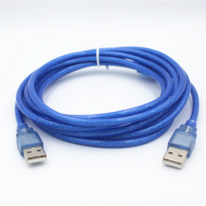 <b>USB</b> 2.0 male-<b>to</b>-male data <b>cable</b>, 1.5M, pure copper, <b>USB</b> AM <b>to</b> AM copy <b>cable</b>, <b>USB</b> 2.0 transparent blue. - Product Image 1