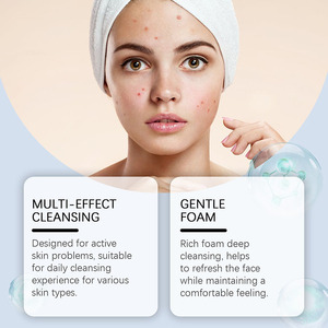 Etiqueta privada Ácido salicílico natural Lavado DE CARA Ingredientes veganos Control de aceite <span class=keywords><strong>Limpiador</strong></span> facial antiacné para grasa seca sensible - Product Image 2