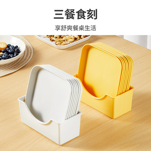 Rectangular Dish Holder For Fruit And Side Dishes Food Grade <b>Tabletop</b> Organizer Solid Color Yellow And White - Product Image 4