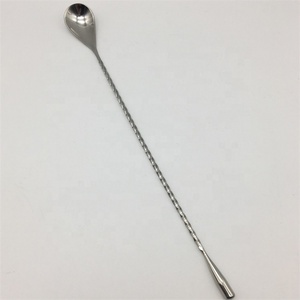 Barra de acero inoxidable con forma de gota de agua de longitud personalizada, herramientas para cóctel, varilla agitadora para mezclar, cuchara trenzada, palo giratorio - Product Image 3