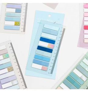 Multicolor Index Tabs <b>Sticky</b> <b>Notes</b> Ruler Gradient Glitter Design Adhesive Memo Pads Page Markers Office School Stationery - Product Image 5