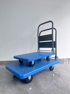 卸売OEMヘビーデューティー四輪鉄製＆プラスチック製プラットフォームカートドリートレーラー折りたたみ式ショッピングカートワゴンハンドカートポータブル - Product Image 2