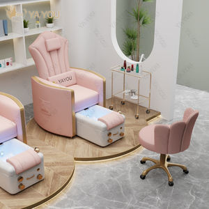 Rosa Pediküre Stuhl mit Entwässerung pumpe bunte Lichter Fuß <span class=keywords><strong>massage</strong></span> stuhl für Nagel geschäft - Product Image 5