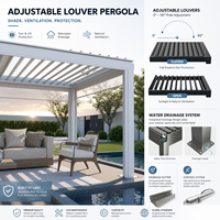 Pergola bioclimatique motorisée en aluminium à lames rotatives, imperméable, écologique, pour jardin extérieur, patio, gazebo, commande intelligente
