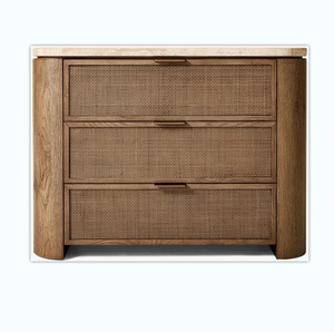 Comodino <span class=keywords><strong>MYHOME</strong></span> in Legno di Quercia Massello Francese con 3 Cassetti e Piano in Travertino, Arredamento di Alta Qualità per Camera da Letto - Product Image 2