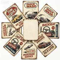 Letrero Metálico Esmaltado al por Mayor, Decoración Vintage para Pared de Garaje, Sala de Estar, Cueva del Hombre, Placa de Hierro Retro con Coches