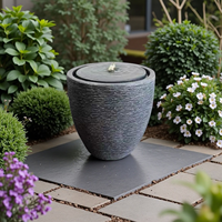 Fontaine murale solaire moderne de luxe en résine artificielle, faite à la main, autoportante, pour jardin intérieur/extérieur, avec circulation d'eau