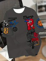 Nouveau T-shirt décontracté pour homme respirant de 220 grammes, motif imprimé graffiti, séchage rapide, confortable, idéal pour le sport en extérieur