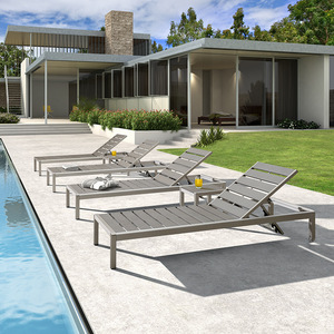 Chaise longue d'extérieur nordique en métal, design moderne et <span class=keywords><strong>minimaliste</strong></span>, avec poignée, coussin en mousse haute élasticité, pour cour, jardin, villa, bord de piscine - Product Image 1