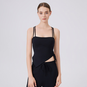 Women's Double Strap Tie Side Yoga Tank <b>Top</b> Square Neck Racerback <b>Padded</b> Sports <b>Vest</b> Slim Fit Pilates Fitness Activewear OEM ODM - Product Image 1