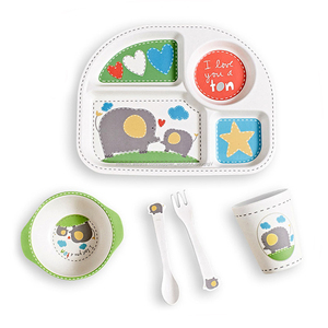 5 pièces Biodégradable <span class=keywords><strong>Écologique</strong></span> enfants <span class=keywords><strong>Vaisselle</strong></span> En Fiber De <span class=keywords><strong>Bambou</strong></span> Plaque de Cuisine Set Enfants Dîner Ensemble <span class=keywords><strong>Vaisselle</strong></span> - Product Image 1