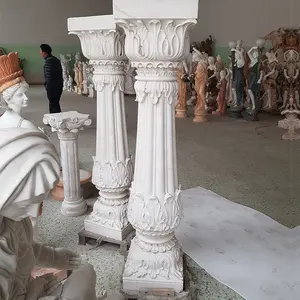 Pilar de design de coluna de mármore romano, esculpido à mão para decoração de casa