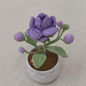 Venta al por mayor flor artificial Acabado puro tejido a mano <span class=keywords><strong>maceta</strong></span> decoración del hogar crochet simulación <span class=keywords><strong>jazmín</strong></span> lana tejer regalo - Product Image 5