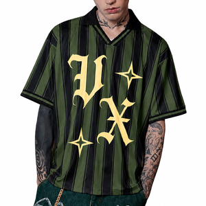 Camiseta de Fútbol de Poliéster con Rayas Blancas y Moradas, Impresión por Sublimación, Diseño Personalizado de Media Manga, Estilo Retro <span class=keywords><strong>Oversize</strong></span> - Product Image 5