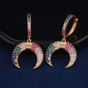 Pendientes Colgantes con Forma de Luna, Estilo Étnico, Joyería Moderna y a la Moda para Mujer, Uso Diario - Product Image 1