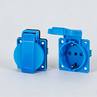 Stopkontak Ekstensi Industri Italia Tahan Air IP54 10A 2 Outlet CE Bahan PA Biru
