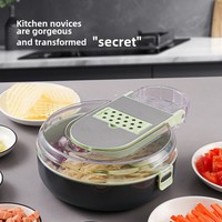 RTS 14-in-1 multifunctionele handmatige keukenhulp, snijder, fruit- en groentesnijder, en afwatering.