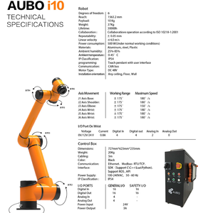แขนหุ่นยนต์ร่วมปฏิบัติงานอุตสาหกรรม AUBO I10 แบบ 6 แกน รับน้ำหนักได้ 10 กก. ระยะเอื้อม 1563 มม. สำหรับงานจัดการและวางพาเลท - Product Image 6