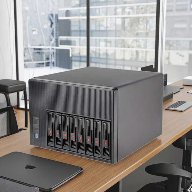 8 Bay Network Attached Storage (NAS) Server Case with 3.5\" Hard Disk Flex 1U Power Supply Micro-ATX Used Style Fan
