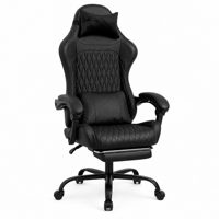 Chaise de jeu ergonomique avec massage et repose-pieds, en cuir PU, pivotante à 360°, chaise de bureau de direction robuste, hauteur réglable