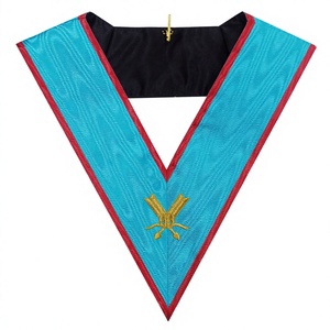 Masonic regalia aasr Blue Lodge เลขานุการเจ้าหน้าที่การเย็บปักถักร้อยคอสีและโลโก้ที่กำหนดเอง - Product Image 1