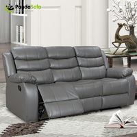 Fauteuil inclinable moderne en cuir aérien extensible à trois places avec structure en bois pour les vendeurs e-commerce