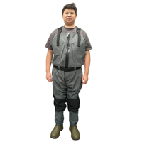 LYWISH Combinaison de pêche respirante 100% tissu japonais, imperméable, avec fermeture éclair sur la poitrine et bottes Thinsulate 1200g pour la chasse au canard