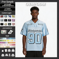 Maillot de football personnalisé pour hommes T-shirt en maille respirante Boxy Maillot de sport Streetwear à col en V Coupe ample Motif solide tissé vierge