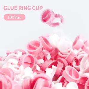 China Supplier 100pcs/Bag Disposable Adhesive Ring Eyelash Glue Rings Lash Extension Glue Holder Ring Makeup Tools