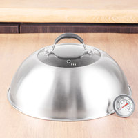Lecos Outdoor Edelstahl-Grillwerkzeuge, Lebensmittel-Basting-Abdeckung, Grillplatten-Deckel, Käseschmelz-Kuppel mit Thermometer