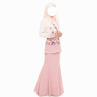 Ensemble Baju Kurung à imprimé floral, tenue 2 pièces, fabrication sur mesure ODM OEM, vente en gros et au détail, vêtements traditionnels malaisiens