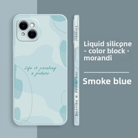 Coque de téléphone portable antichoc en silicone liquide personnalisable, design abstrait color-block, style Ins, pour iPhone 13/13 Mini/Pro Max