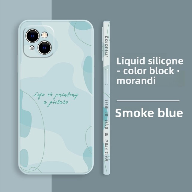 For 13/13 Mini/Pro Max Liquid Silicone Shockproof Customizable Abstract Color-Block Design Ins Style Mobile Phone Case
