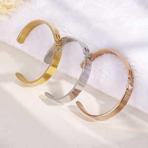 Braccialetto del polsino placcato oro del braccialetto ispiratore di amore dell'acciaio inossidabile del regalo all'ingrosso di festa della mamma - Product Image 1