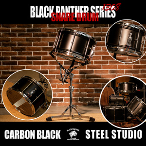 Tambourin Beatello Professional Black Panther Series 13x8 pouces en acier au carbone profond, modèle 1308 avec peaux en PVC |   Studio Live <span class=keywords><strong>Rock</strong></span> - Product Image 6
