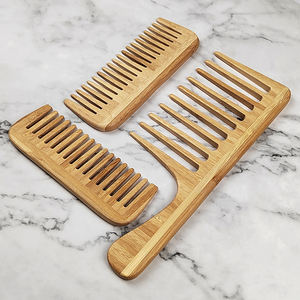 Logo personnalisé large dent <span class=keywords><strong>Afro</strong></span> <span class=keywords><strong>barbe</strong></span> pêche bois bambou cuir chevelu <span class=keywords><strong>brosse</strong></span> à cheveux et peigne ensembles pour la maison voyage hôtel - Product Image 2