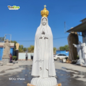 Statue de <span class=keywords><strong>la</strong></span> <span class=keywords><strong>Vierge</strong></span> de <span class=keywords><strong>Fatima</strong></span> en marbre naturel extérieur de jardin grandeur nature Sculpture portant une couronne - Product Image 5