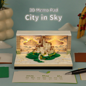 Diorama <span class=keywords><strong>de</strong></span> <span class=keywords><strong>Papel</strong></span> <span class=keywords><strong>Ciudad</strong></span> del Cielo, Modelo 3D, Manualidades <span class=keywords><strong>de</strong></span> <span class=keywords><strong>Papel</strong></span> Cortado con Láser, Notas Adhesivas, Cubo, Hojas <span class=keywords><strong>de</strong></span> Calendario, Arte en <span class=keywords><strong>Papel</strong></span> con Luz - Product Image 2