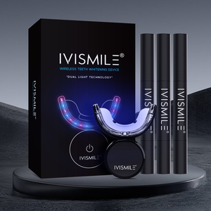 Kit Sbiancante per Denti Wireless per Adulti Ivismile con Logo Personalizzato, 32 LED, Luce Rossa e Blu, Gel con Ingredienti Perossido/HP/CP - Product Image 1