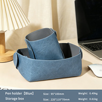 Plateau de rangement de bureau en cuir PU personnalisé à faible MOQ, ensemble porte-stylos, organisateur de bureau en matériau épais et durable pour cadeau d'entreprise