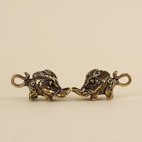 Porte-clés Viking en laiton et cuivre vintage, motif sanglier nordique, pendentif animal, breloque pour clés de voiture, bijou
