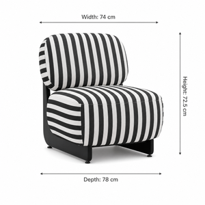 <strong>Black</strong> White Stripe <strong>Occasional</strong> <strong>Chair</strong> with Curved Backrest Upholstered Seat and Low Profile Base Home Furniture Character Count - Product Image 6