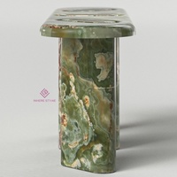 Table console de luxe en onyx vert avec pieds en onyx assortis, design entièrement en pierre