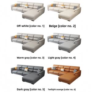 Juego de Sofás Nórdicos de Cuero Genuino, Fila Recta, Piel de Vaca de Primera Capa, Forma Rectangular para Sala de Estar, Gimnasio, Apartamento, Relleno de Esponja - Product Image 3