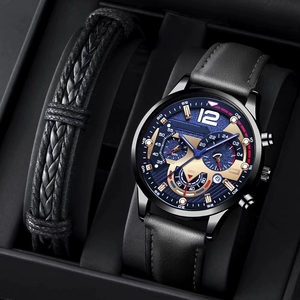 Set <span class=keywords><strong>di</strong></span> 2 Orologi al Quarzo da <span class=keywords><strong>Uomo</strong></span>, Orologio con Quadrante Digitale alla Moda e Bracciale, Set <span class=keywords><strong>di</strong></span> Gioielli Adatto per <span class=keywords><strong>Regali</strong></span> Festivi - Product Image 3