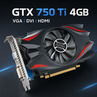 Nouvelle carte graphique GTX750Ti 4 Go GDDR5 128 bits avec refroidissement par ventilateur DirectX 12 pour jeux, compatible DVI VGA PCI Express, pièces pour PC de bureau