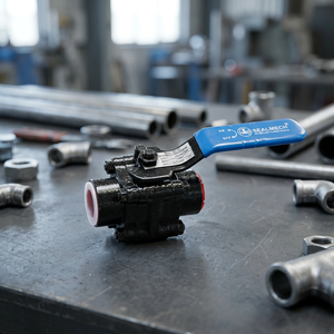Vanne à boisseau sphérique industrielle en acier forgé ASTM A105, classe 800, 3 pièces, haute pression, à levier manuel, flottante, de 1/2 à 2 pouces - Product Image 2